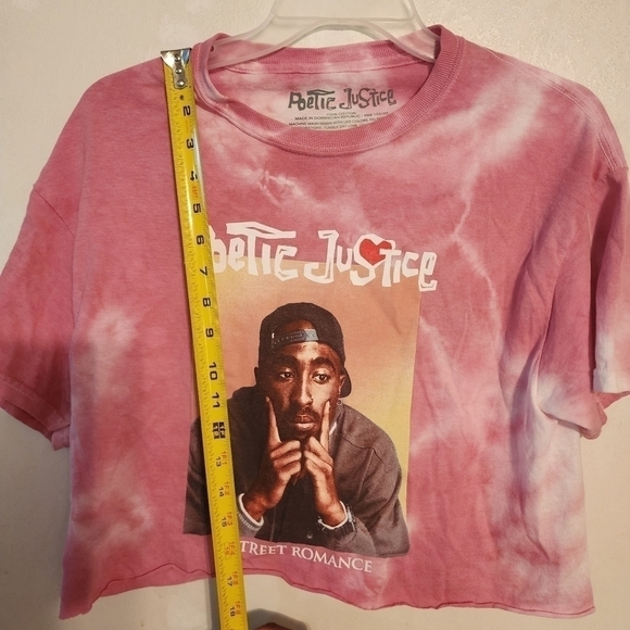 Poetic Justice Tupac Cropped Pink Tie Dye Short Sleeve Tee Sz M -spot upper back - Picture 4 of 8